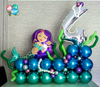 Composition ballons pour un anniversaire enfant de 4 ans à Chambéry thème sirène
