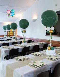 Centre de table thème champêtre pour le baptême d'un petit garçon à Aix les bains